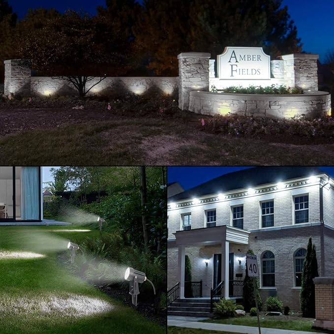 T-SUNUS Christmas Solar Spot Lights Outdoor White 6000K IP65 Waterproof 2-in-1 Landscape Spotlights, 9.8ft Cable Separate Panel Auto Dusk to Dawn for Flag Yard Garden Driveway Pathway Garage Halloween