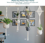 Nook Theory 4-Pack Macrame Plant Hangers with 8 Hooks - Hanging Planters for Indoor Plants, Boho Macrame Hangers Indoor Outdoor, Decorative Plant Hanger Indoor (Cream)