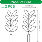 2 Pcs Plant Trellis Indoor, Plant Support for Climbing, 12 Inch Small Plant Stakes for Indoor Plants, Trellis for Climbing Plants Garden Potted (Leaf Shape Black)