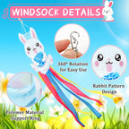 NOVWANG 40 Inch 3D Rabbit Bunny Easter Windsock, Spring Windsocks for Yard Garden Patio Balcony, Easter Outdoor Hanging Decorations