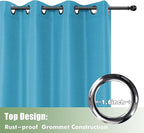 HolidayIdeas Waterproof Outdoor Curtains for Patio, 6 Panels - 54x108 Inches - Weatherproof Privacy Outsides Curtains for Backyard Porch Gazebo, Sunlight & UV Blocking (Teal, Grommet Top)