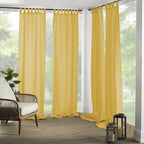 Elrene Home Fashions Matine Weatherproof Tab-Top Indoor/Outdoor Solid Color Curtain Panel for Porch, Pergola, Patio, Deck, 52”W x 84”L, Yellow
