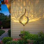 Outdoor Garden Gifts Solar Lights Stake Waterproof, Mothers Day Gifts Mom, Crackle Glass Metal Flower LED Yard Art Ornaments Lights for Pathway, Lawn or Courtyard, Birthday Gifts Women (Bronze)