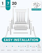 SERWALL HDPE Outdoor Rocking Chair Set of 8, Patio Rocking Chairs for Adults, All Weather Outdoor Rockers for Lawn, White