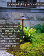 4 Pack Landscape Light Stakes, 1/2" NPT Thread ABS Ground Stakes, Outdoor Light Spikes with Side Wire Way, Garden Yard Replacement Stake for Low Voltage Spotlights Path Lights Flood Lights