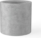 Kante 12.6" Dia Round Concrete Planter, Modern Style Large Cylindrical Plant Pot with Drainage Hole and Rubber Plug for Indoor Outdoor Patio, Natural Concrete