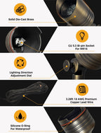 COLOER 5W 12V Brass Outdoor Landscape Spot Light with Bulb(4Pack) | Solid Brass Construction,12V Low Voltage,5W 2700K Warm White,IP65 waterproof,Replaceable MR16 Bulb,Small Size,Adjustable head