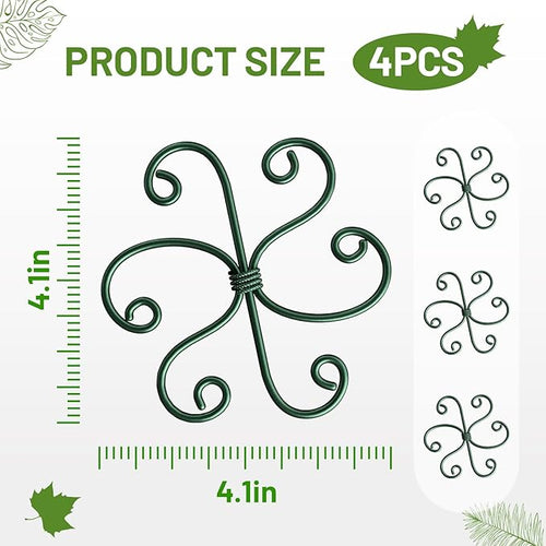 4PCS Green Iron Monstera Support, Uniquely Designed Plant Support Stakes for Indoor Plants, Stable Plant Stakes and Supports, Turtle Shell Bamboo Clamp Set for Thriving Growth