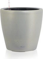 Dexceder 15x14 Self Watering Planter with Wheels Indoor Outdoor, Inner Pot Design, Thickened Large Floor Standing Flower Plant Pot with Water Level Indicator (Grey Gold Crackle)