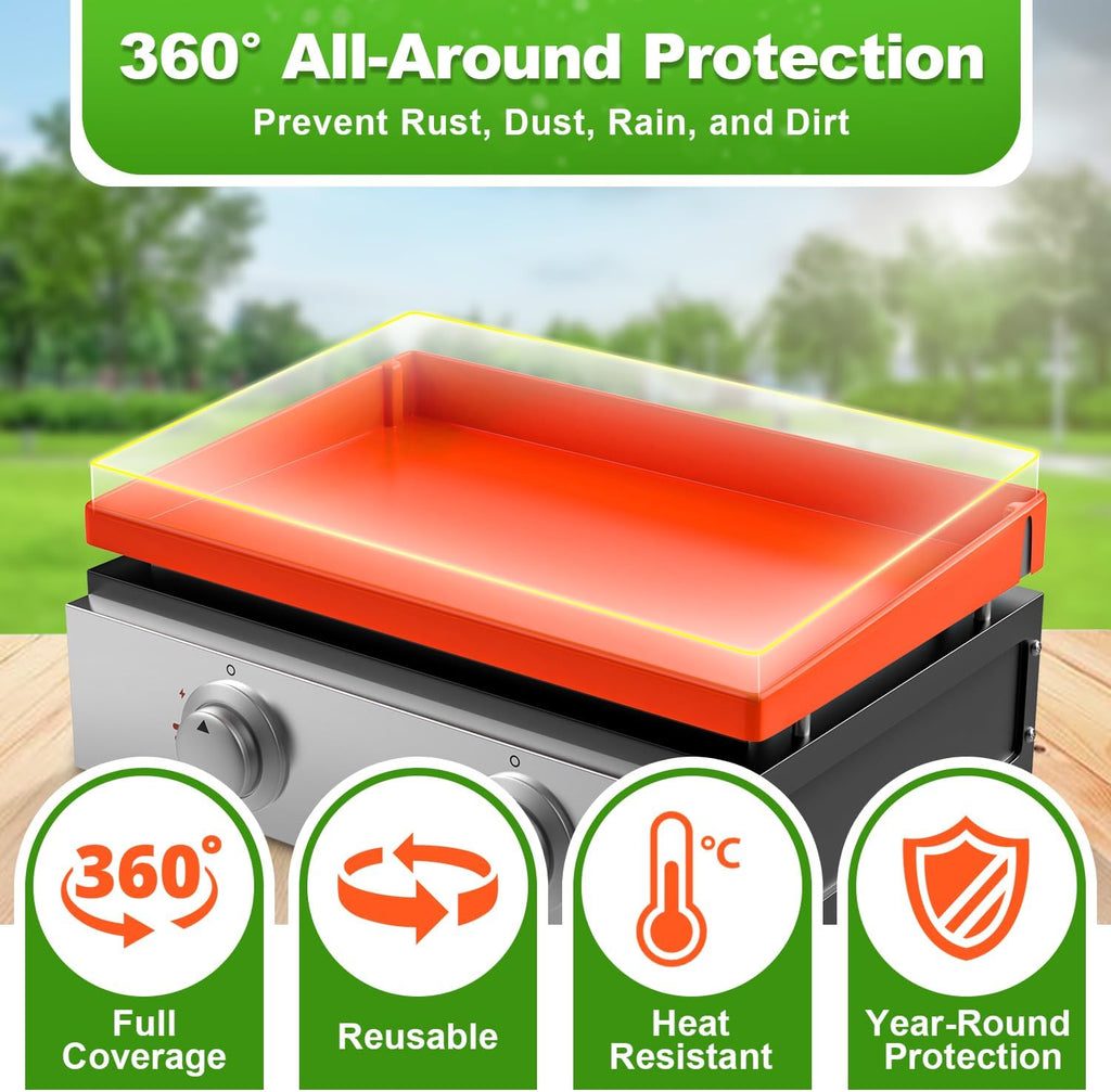 LOPNUR Full Coverage Silicone Grill Cover for Blackstone Griddle, 22 Inch | Food-Grade Heavy-Duty Silicone Griddle Mat for Blackstone Grill, Protects Outdoor Grill from Dust, Rust, and Debris All Year