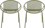 Christopher Knight Home Set of 2 Tita Modern Patio Outdoor Dining Chairs, Stacking Chair, Outside Dinner,Garden/Balcony/Poolside Stackable Accent Chairs,Metal Legs,Plastic Cutout Backrest, Green