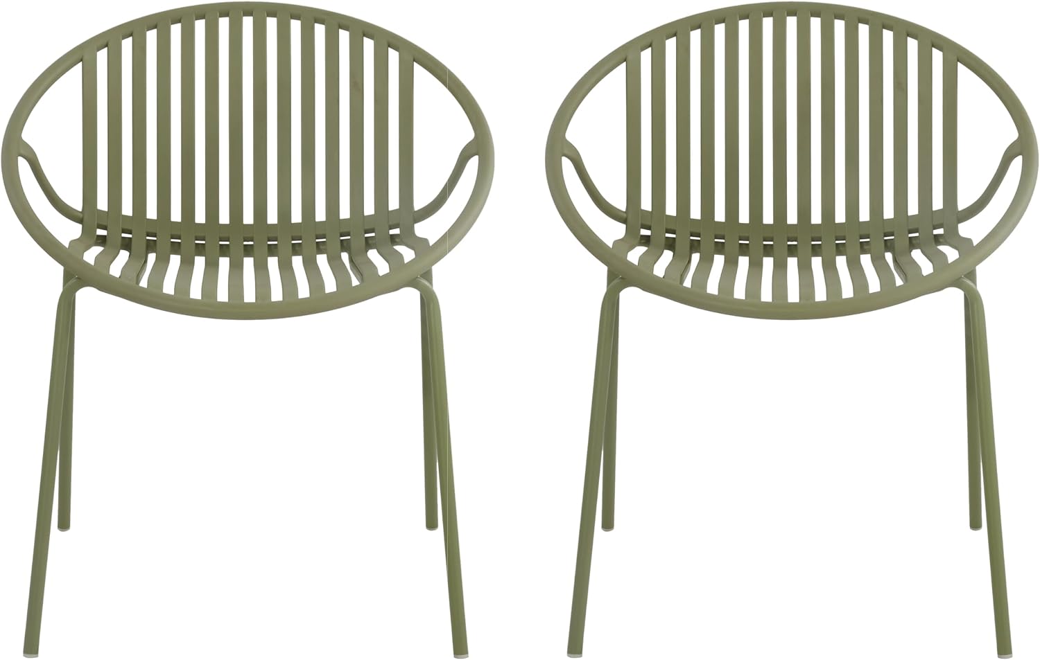 Christopher Knight Home Set of 2 Tita Modern Patio Outdoor Dining Chairs, Stacking Chair, Outside Dinner,Garden/Balcony/Poolside Stackable Accent Chairs,Metal Legs,Plastic Cutout Backrest, Green