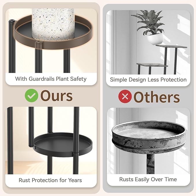 LASZOLA Black 5 Tier Plant Stand Indoor Heavy Duty Metal Planter Flower Holder Rack, Multi Modern Narrow Organizer, Floor Vertical Tower, Spiral Sturdy Decorate for House Bathroom Office Living Room