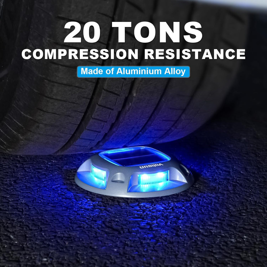 VOLISUN Solar Driveway Marker Lights Dock Marine Led Deck Outdoor 12 Pack | 2 Colors in 1,Solar Powered Waterproof Warning Step Lights for Pathway Garden Sidewalk Walkway (Blue/White)