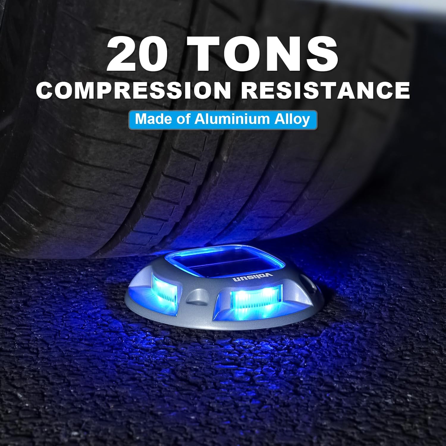 VOLISUN Solar Driveway Marker Lights Dock Marine Led Deck Outdoor 12 Pack | 2 Colors in 1,Solar Powered Waterproof Warning Step Lights for Pathway Garden Sidewalk Walkway (Blue/White)