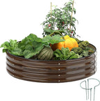 Galvanized Metal Raised Garden Bed Kit for Gardening Outdoor Planter Grow Garden Box Raised Flower Bed Round Galvanized Planter Outdoor 2x2x1FT