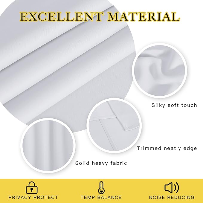 NICETOWN Greyish White Room Darkening 72 inch Curtain, Grommet Thermal Insulated Light Blocking Sound Reducing Window Treatment for Bedroom/Apartment, W46 x L72, 1 Panel