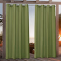 NICOLE MILLER NEW YORK Canvas Indoor/Outdoor Grommet Top Curtain Panel Pair, 54"x108", Green Apple