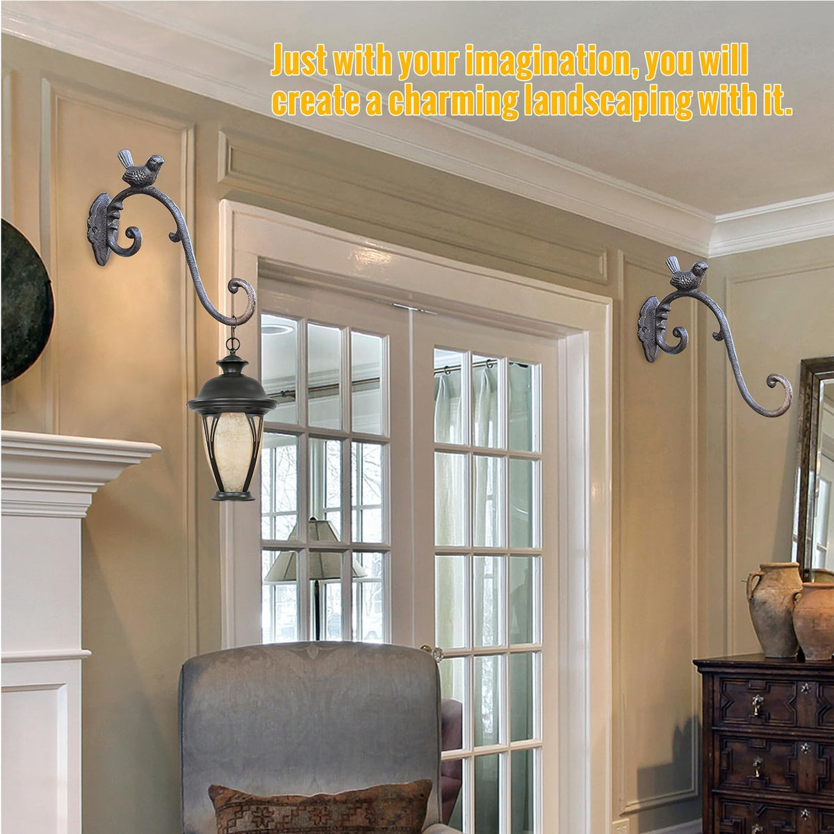 sungmor cast iron plant hanger wall hooks, side view