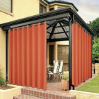 BONZER Extra Wide Waterproof Outdoor Curtains for Patio Heavy Privacy Light Filtering Grommet Outside Curtains for Porch, Pergola, Gazebo, 1 Panel, 150W x 108L inch, Mecca Orange