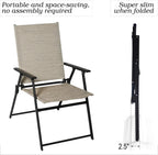 4pcs Folding Chairs for Outside, Foldable Patio Dining Chairs | Portable Lawn Chairs 4 Pack, All-Weather Outdoor Camping Chairs, Galvanized Steel Frame, Textilene Mesh Fabric