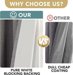 H.VERSAILTEX Linen Curtains 100% Blackout Curtains for Bedroom 102 inch Long Full Light Blocking Nature Linen Blended Window Curtains for Living Room Nickel Grommet (2 Panels, Grey)