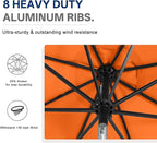 ABCCANOPY Durable Solar Led Patio Umbrellas with 32LED Lights 9FT (Orange)