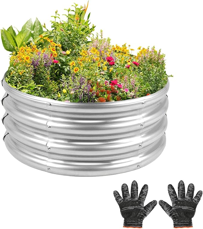 Garden Galvanized Raised Garden Bed Kit - Metal Planter Boxes for Vegetables/Herbs/Flowers, Heavy-Duty Steel Outdoor Garden Box with Reinforced Edges(3X3X1FT)