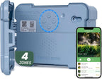 ImoLaza Outdoor Sprinkler Controller, 4-Zone Ultra WiFi Sprinkler Timer | Smart lawn irrigation: water saving, weather-based, soil saturation skip, easy App control, works with Alexa, fault alerts