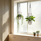 35 Inch Macrame Plant Hanger, Large for up to 15 Inch Pot Extra Long Hanging Planter Holder Basket with Wood Beads for Indoor Outdoor Home Decor (Grey, 1-Pack)