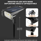 Solar Spot Lights Outdoor,40 LEDs Solar Outdoor Waterproof Landscape Lights with 3 Light Modes, Solar Powered Garden Yard Wall Lights Auto On,Off for Patio 8 Pack