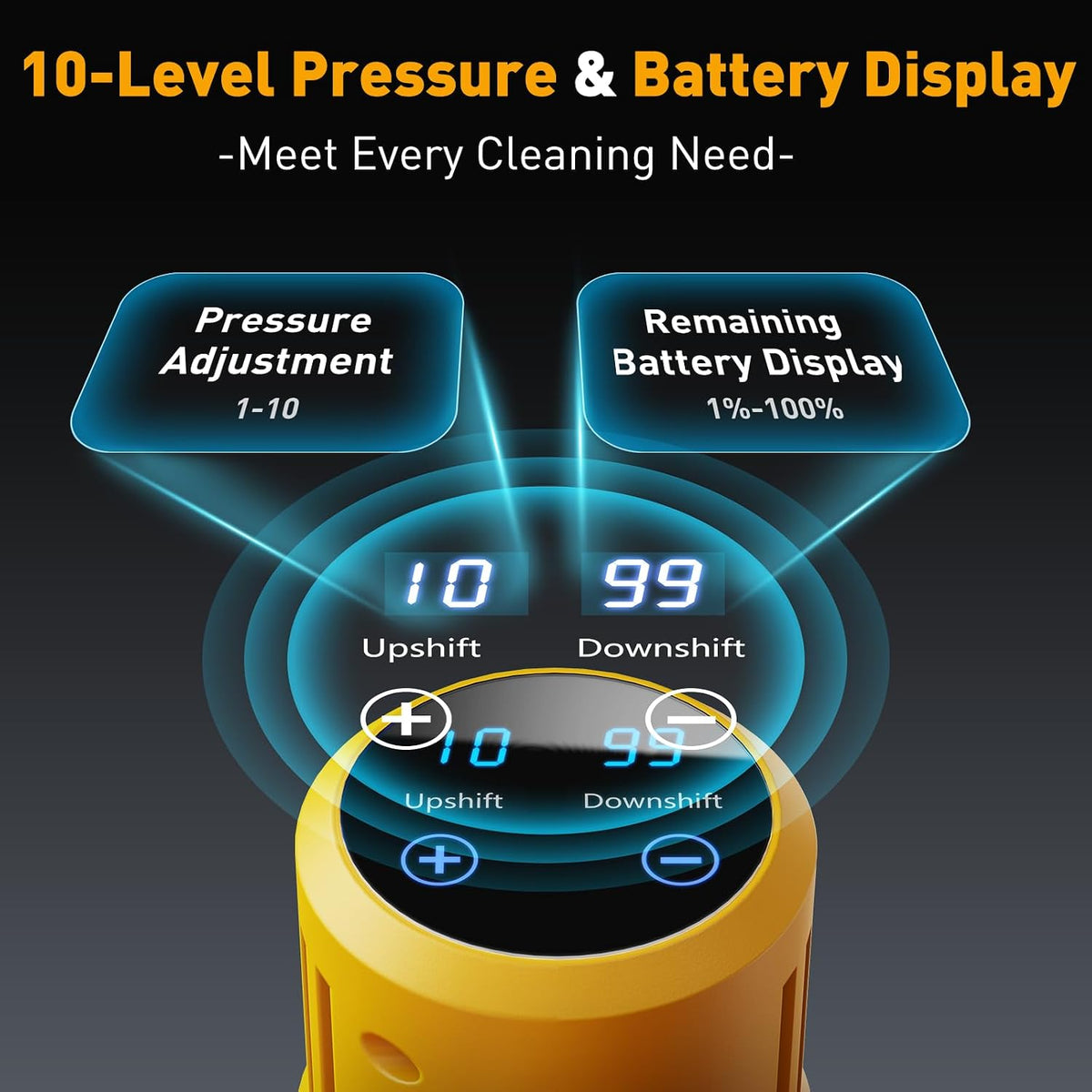1100 psi cordless car washer,portable battery powered cleaning, side view