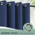 Patio Curtains Outdoor Waterproof - 6 Panels Privacy Weatherproof Outside Curtains with Grommets for Pergola, Gazebo, Porch, Cabana, Balcony, 54 x 95 Inch, Navy