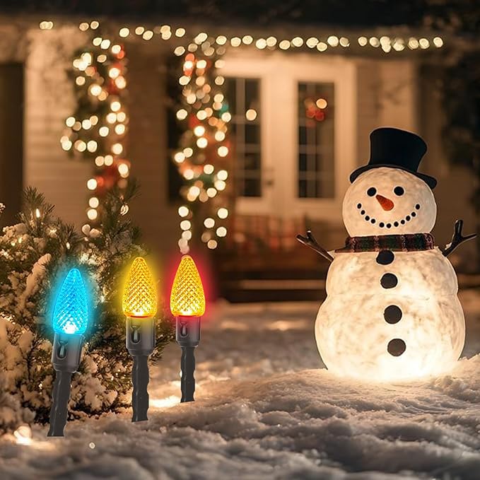 60 Pcs 5 Inch Christmas Light Stakes Universal Yard Lawn Holiday Light Stakes for C7 C9 String Lights Holders on Yards, Pathways (Green)