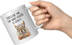 Coveted Goods Funny Squirrel Mug, Excuse Me the Bird Feeder Is Empty 11oz White Ceramic Coffee Mug, Hilarious Gift for Bird Lovers, Birdwatchers, and Backyard Wildlife Enthusiasts