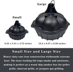 Small Cast Iron Garlic Roaster with 4 Iron Fish, Pre-Seasoned Smoker Roaster, Garlic Cooker, Garlic Roasting Pot, Mini Cocotte Garlic Potato Baker, Wood Chip Smoker Box for BBQ Meats Vegetables
