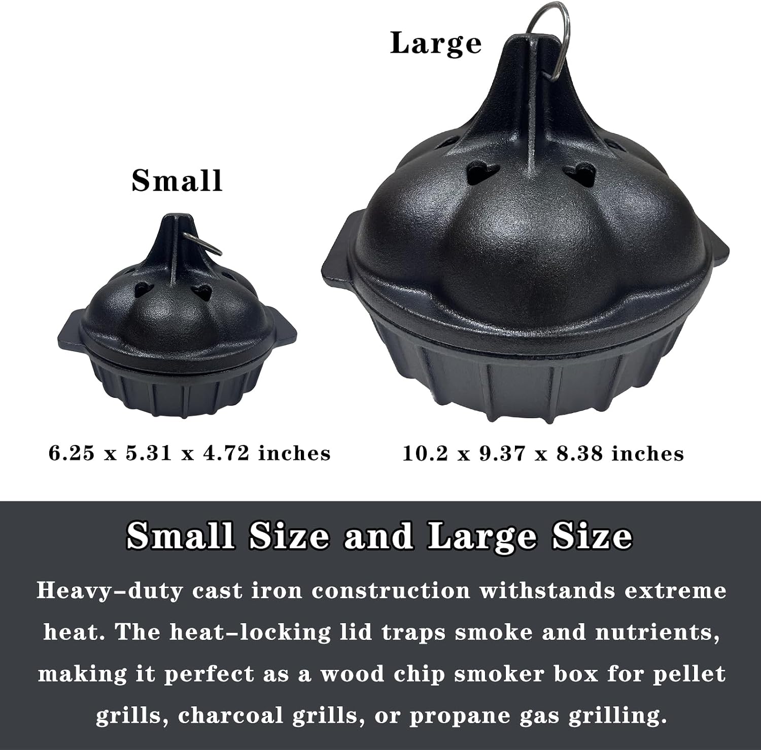 Small Cast Iron Garlic Roaster with 4 Iron Fish, Pre-Seasoned Smoker Roaster, Garlic Cooker, Garlic Roasting Pot, Mini Cocotte Garlic Potato Baker, Wood Chip Smoker Box for BBQ Meats Vegetables