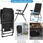 Giantex Set of 2 Patio Chairs, Folding Chairs with Adjustable Backrest, Outdoor Sling Chairs for Bistro, Deck, Backyard, Armchair with Padded Seat, 300 lbs Capacity (2, Black)