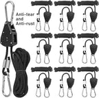 2 PCS 1/8 inch Heavy Duty Adjustable Grow Light Rope Hanger, 150 lbs Light Rope Hangers for Grow Plant Fan Filter Light Room Equipment