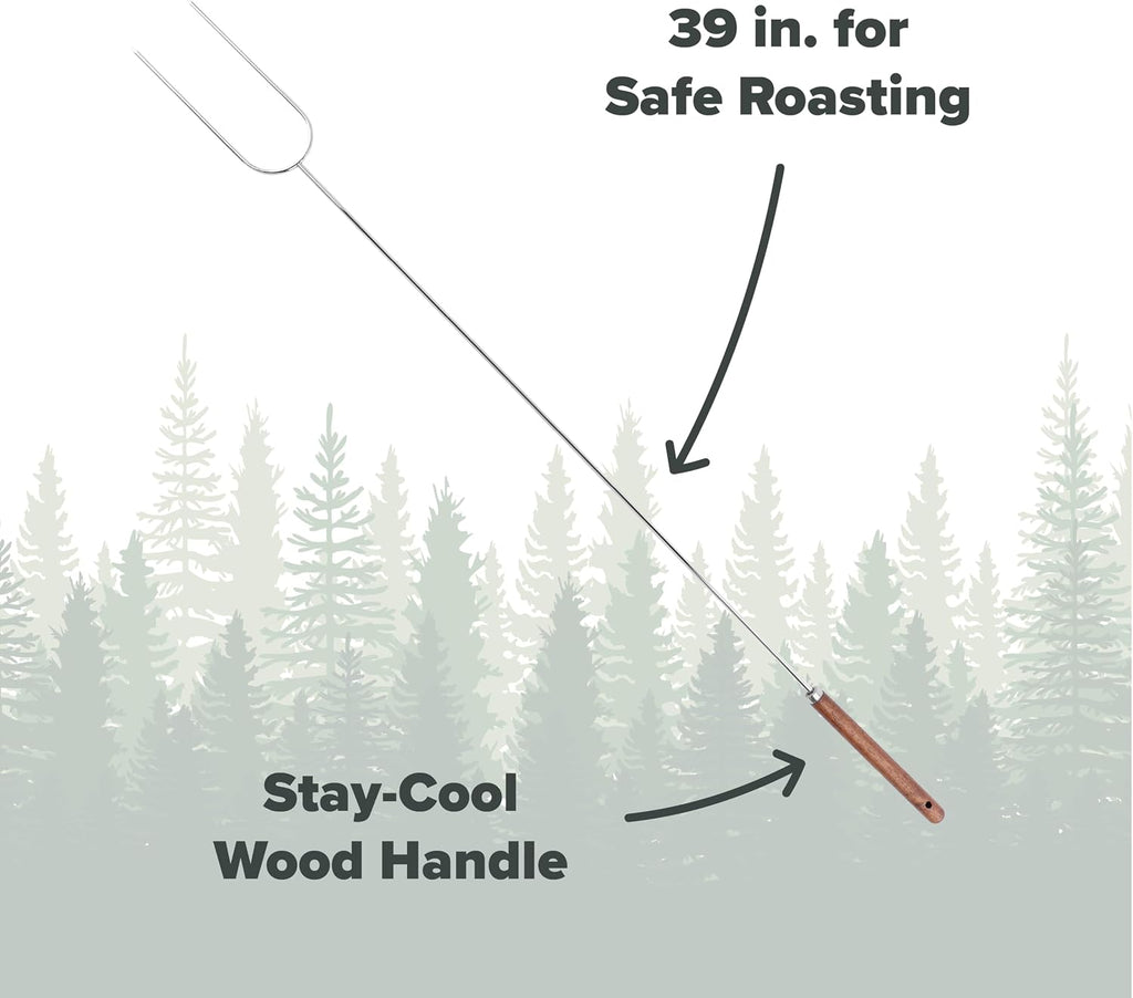 Coghlan's Camp Forks 6-Pack – 40" Solid Steel, Marshmallow Sticks with Wooden Handles | Heavy-Duty Camping Essentials for Fire Pit Roasting, BBQ Grilling & Outdoor Cooking