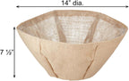 BestNest Panacea Round Burlap Hanging Basket Liners, 14 in Diameter, Pack of 4 – Formed Basket Inserts with Plastic Liner & Drainage Grommet, Tan Brown