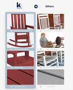 KINGYES Oversized Outdoor Rocking Chair, All-Weather Patio Rocking Chairs for Porch, HDPE Outdoor Patio Rockers with High Back & Wide Seat for Garden, Lawn, Red