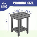 LZRS Outdoor Side Table - 2-Tier Adirondack HDPE Patio End Table for Pool, Porch,Balcony & Backyard,Weather Resistance for Indoor and Outdoor use(Grey)