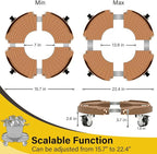 Goovilla Plant Stand with Wheels Heavy Duty, 1Pack Adjustable 15-22 Plant Caddy with Lockable Caster Wheels 440LBS, Rolling Plant Stand/Dolly/Roller for Indoor Outdoor Large Planter, Flower Pot,Khaki
