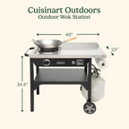 Cuisinart Outdoor Wok Station with Rear Wheels, 14" Steel Pan, 50,000 BTU