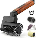 Electric Grill Brush 3-in-1 Kit – Cordless BBQ Cleaner with Reinforced Safe Metal Bristles – 2 Hours Runtime, Waterproof & Dishwasher Safe Removable Brushes for Deep Cleaning (Red Wood Coating)