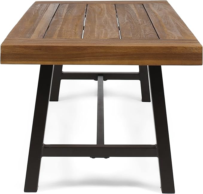 Christopher Knight Home Carlisle Outdoor Acacia Wood Coffee Table, Sandblast/Rustic Metal
