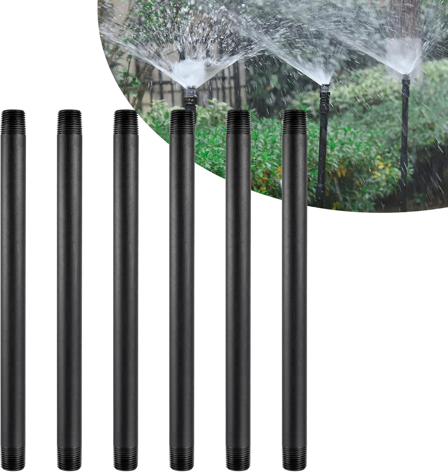 12 Pcs 1/2 Inch Double Male Threaded Head Pipe Riser | 12 Inches Multifunctional NPT Sprinkler Riser Extensions for Lawn Irrigation, Sprinkler Upgrade(NPT Sprinkler Extension)