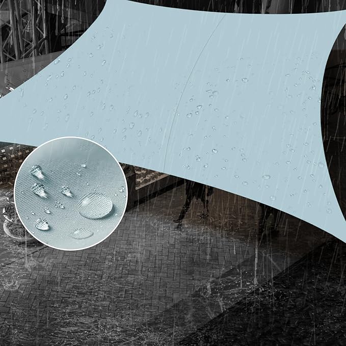 SUNNY GUARD Waterproof Sun Shade Sail 7' x 13' Sky Blue Rectangle UV Block Sunshade for Backyard Yard Deck Patio Garden Outdoor Activities and Facility(We Make Custom Size)