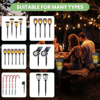 8 Sets Flame Lamp Extension Kit for Solar Torches, Ground Stakes and Joint Connectors to Elevate Outdoor Lighting, Black Adapters for Garden, Backyard & Landscape Decor